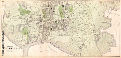 1873, Beers Map of Part of Flushing, Queens, New York City © PicturePast