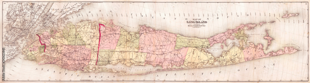 1873, Beers Wall Map of Long Island, New York