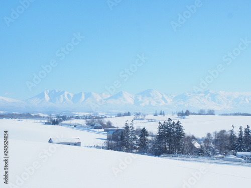 北海道の冬風景 美瑛と大雪山連邦