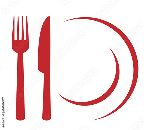 restaurant sign with plate, fork and knife