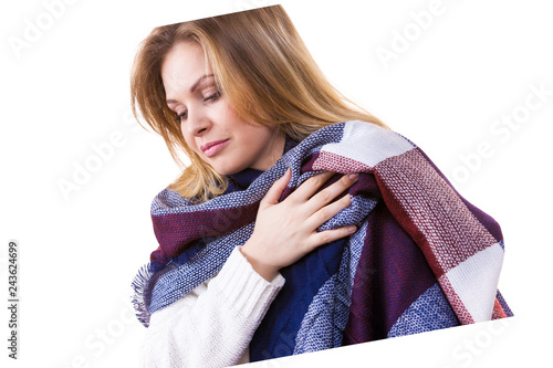 Woman wearing warm scarf