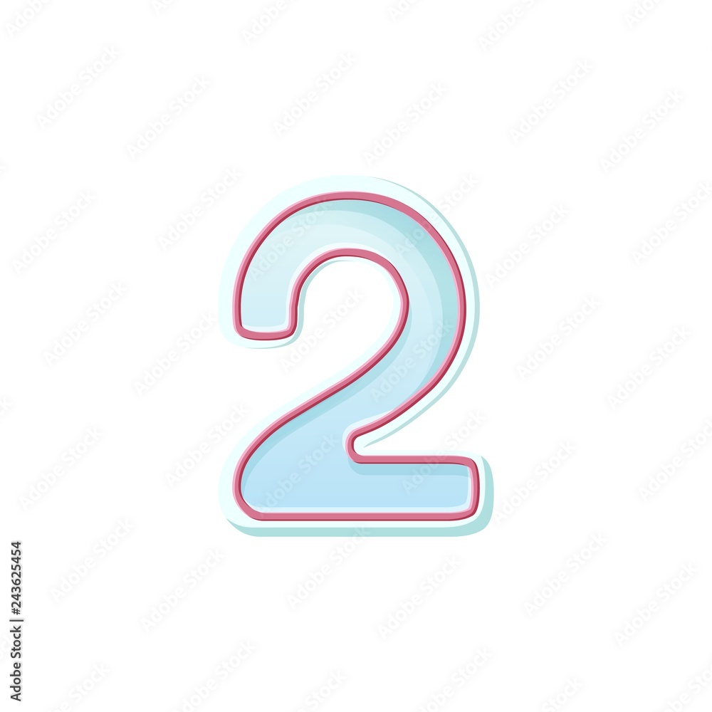 Candle number two. 2 symbol. Cartoon realistic vector candle number for Birthday cakes Candle number two. 2 symbol. Cartoon realistic vector candle number for Birthday cakes