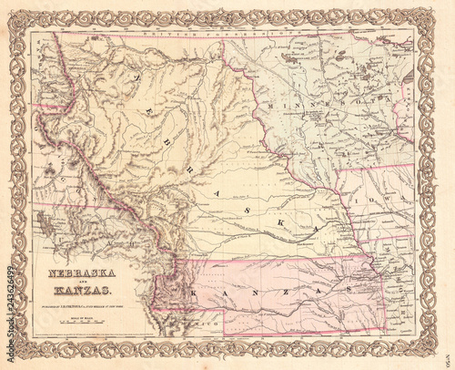 1855  Colton Map of Kansas and Nebraska  first edition
