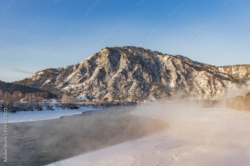 coast of winter river