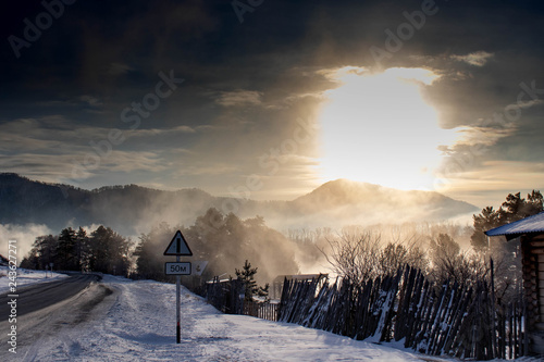 winter landscape with clouds