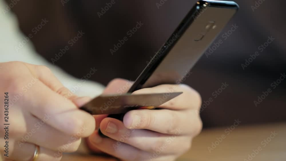 Online payment with credit card and smartphone Online payment with credit card and smartphone