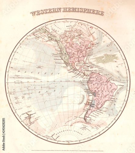 1858, Colton's Map of the Western Hemisphere