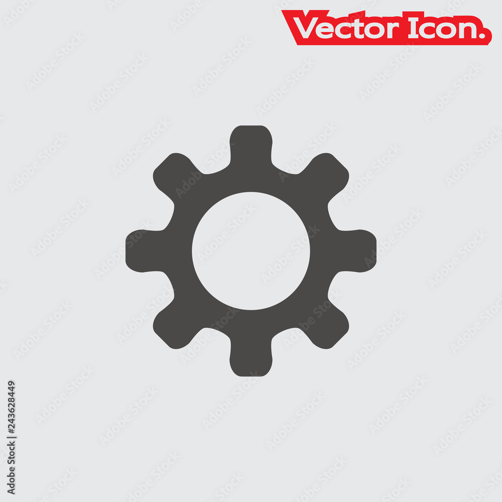 Gear Icon isolated sign symbol and flat style for app, web and digital design. Vector illustration. Gear Icon isolated sign symbol and flat style for app, web and digital design. Vector illustration.