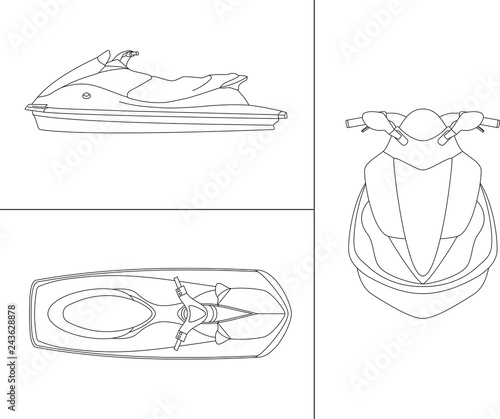 Aqua jetski painting canvas isolated vector illustration