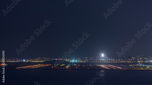 Aerial view of the airport of Nice in South France timelapse © neiezhmakov