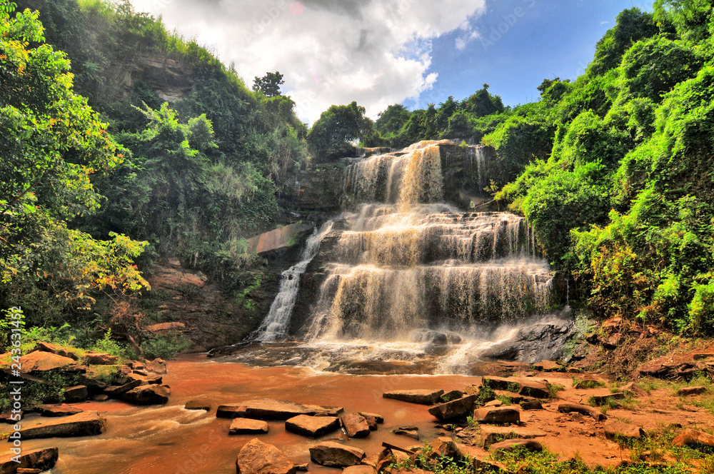 Naklejka premium Kintampo waterfalls (Sanders Falls during the colonial days) - one of the highest waterfalls in Ghana. 