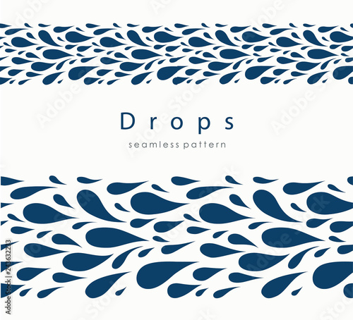 Seamless pattern with stylized drops on a light background. Blue