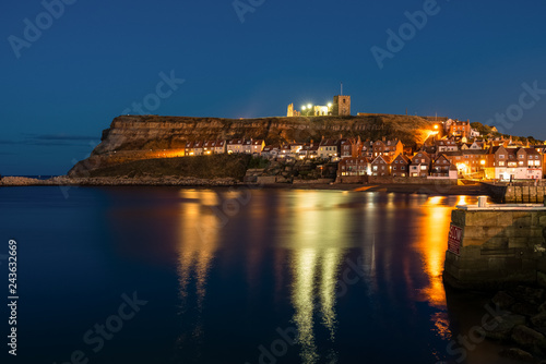 Evening in Whitby  North Yorkshire  England  UK - seen from the Pier Road