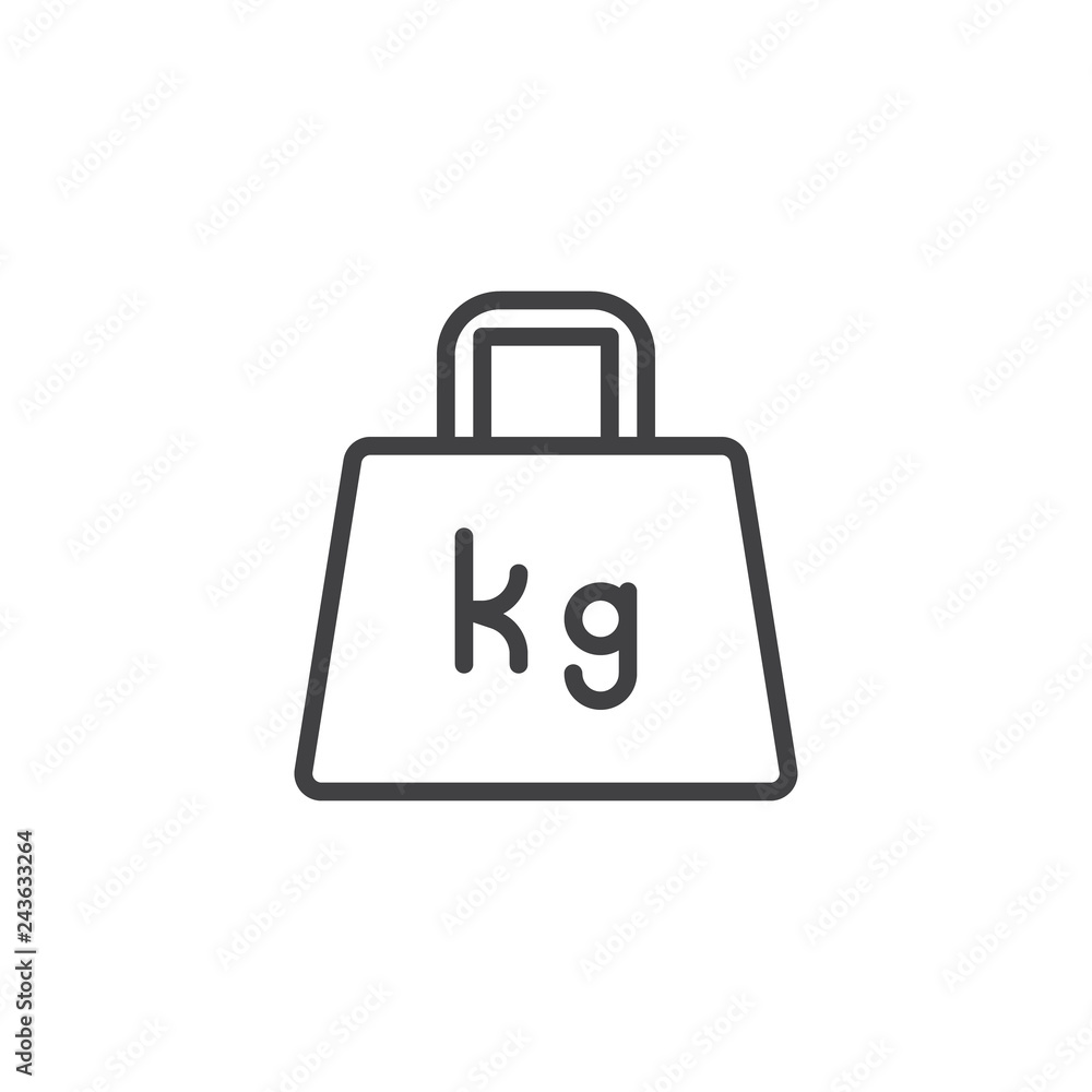 Weight kilogram line icon. linear style sign for mobile concept and web design. Weight outline vector icon. Mass symbol, logo illustration. Pixel perfect vector graphics Weight kilogram line icon. linear style sign for mobile concept and web design. Weight outline vector icon. Mass symbol, logo illustration. Pixel perfect vector graphics
