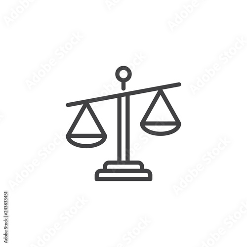 Pharmacy scales line icon. linear style sign for mobile concept and web design. Justice scale outline vector icon. Symbol, logo illustration. Pixel perfect vector graphics