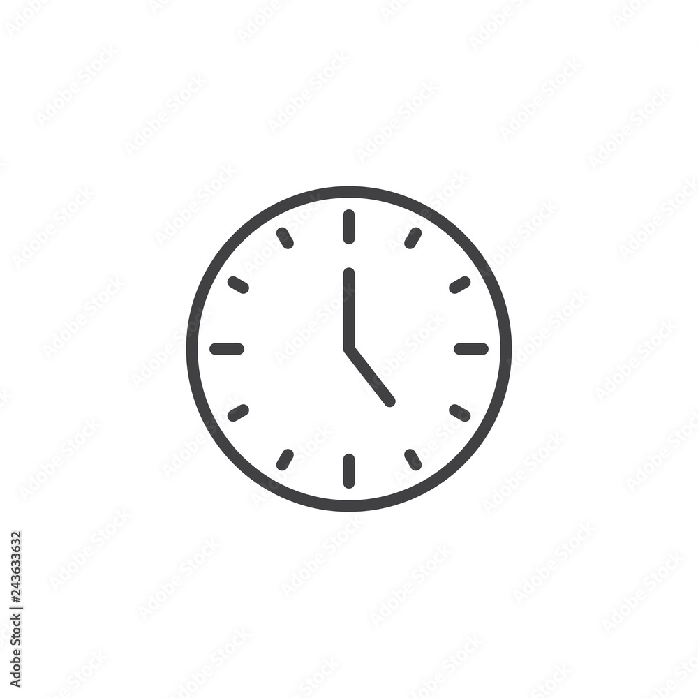 Circle clock line icon. linear style sign for mobile concept and web design. Circular wall clock outline vector icon. Symbol, logo illustration. Pixel perfect vector graphics Circle clock line icon. linear style sign for mobile concept and web design. Circular wall clock outline vector icon. Symbol, logo illustration. Pixel perfect vector graphics