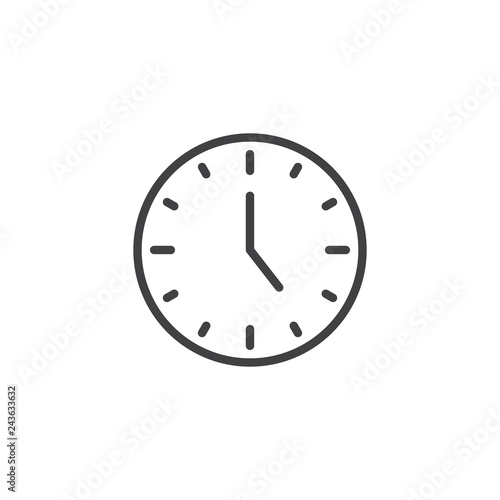 Circle clock line icon. linear style sign for mobile concept and web design. Circular wall clock outline vector icon. Symbol, logo illustration. Pixel perfect vector graphics