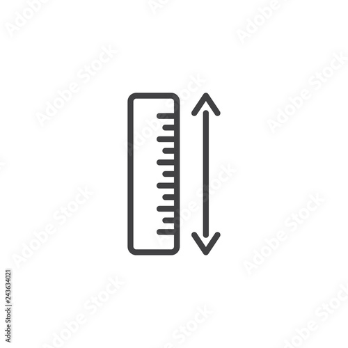Measure ruler line icon. linear style sign for mobile concept and web design. Ruler and arrow outline vector icon. Symbol, logo illustration. Pixel perfect vector graphics