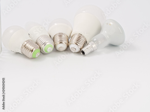 led lamps with cap on a white background