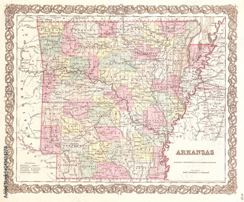 Old Map of Arkansas 1855 © PicturePast