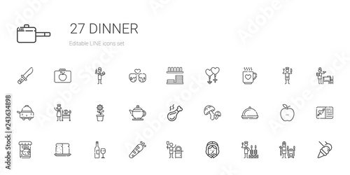 dinner icons set