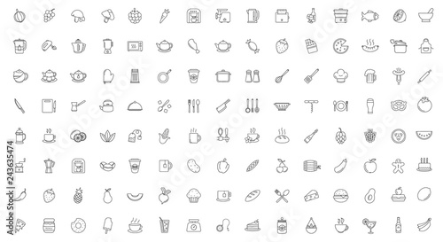 Food linear icons set