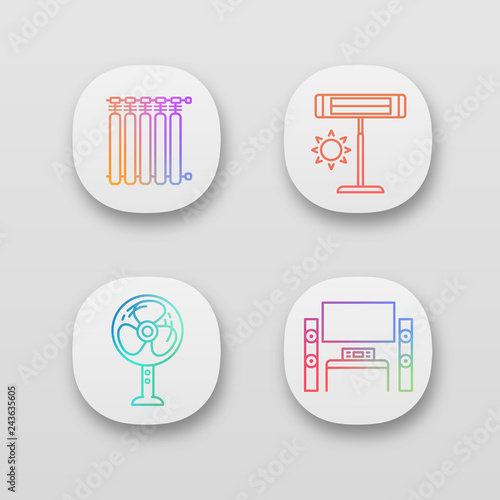 Household appliance app icons set