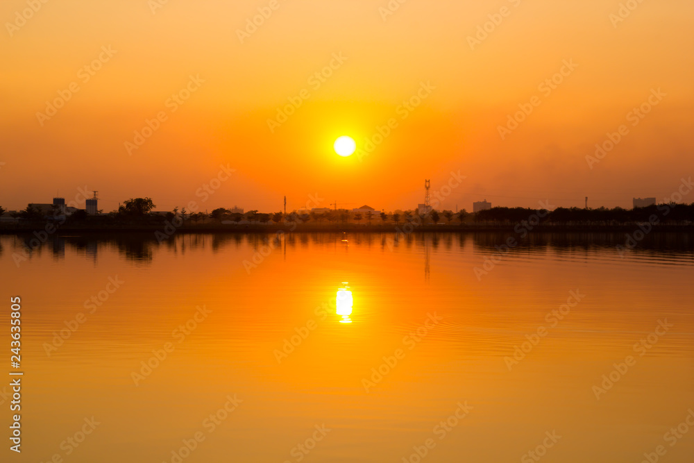 sunset reflection in the lake