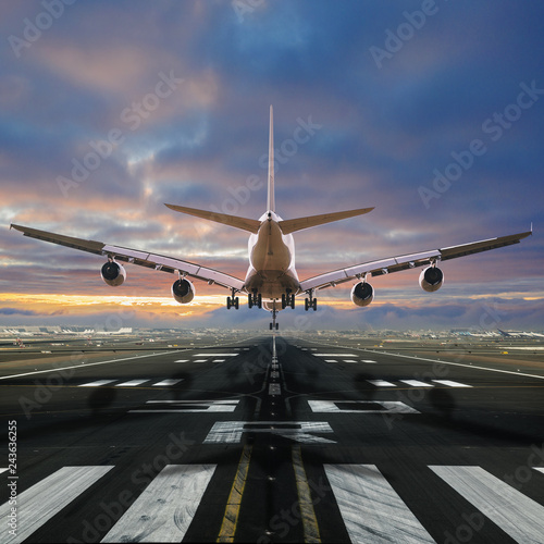 Airplane landing at the air...