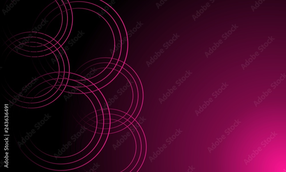 Abstract dark futuristic background with glowing neon circles.