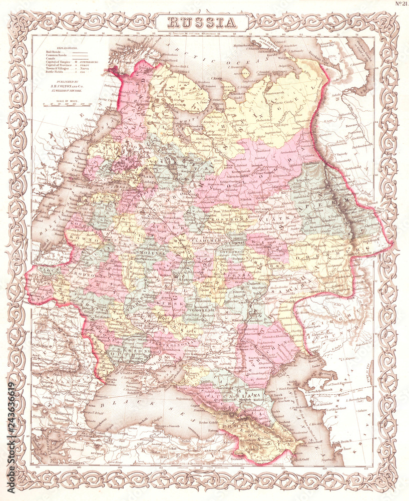 1855, Colton Map of Russia