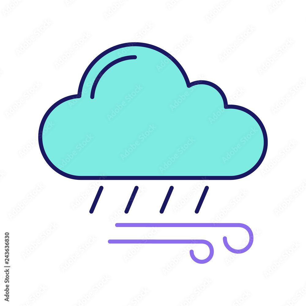 Rainy and windy weather color icon Rainy and windy weather color icon