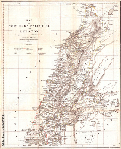 Canvas Print Map of Lebanon 1856, Kiepert