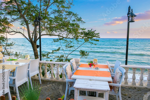 Restaurant on terrace with sea view in  Turkey