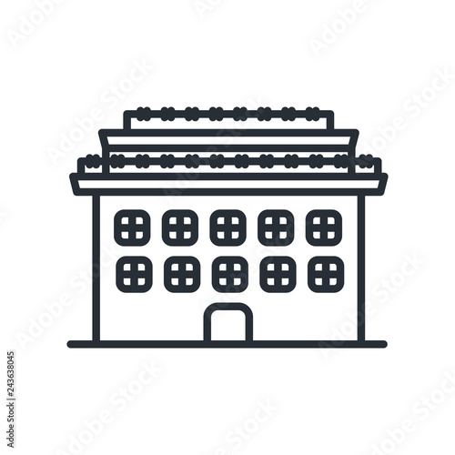 Prison Jail Building. Vector Flat Line Stroke Icon.