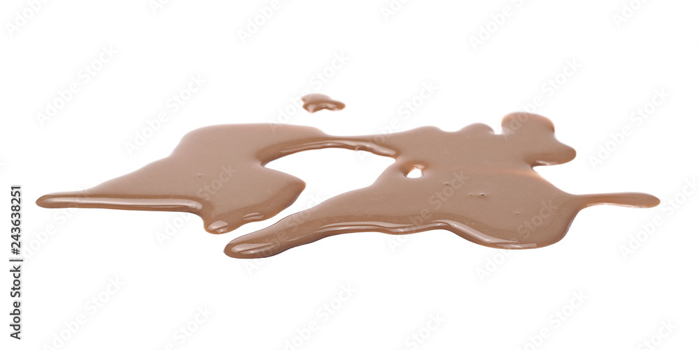 Spilled chocolate milk puddle isolated on white background Stock Photo |  Adobe Stock