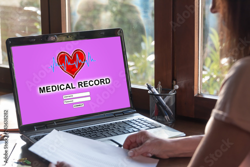 Medical record concept on a laptop screen