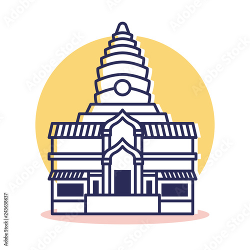 Angkor Wat Icon - Travel and Destination with Outline Style