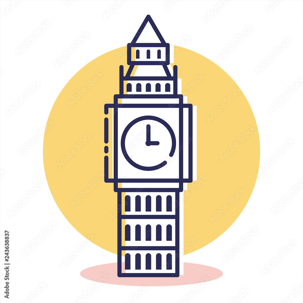 Bigben Icon - Travel and Destination with Outline Style Bigben Icon - Travel and Destination with Outline Style