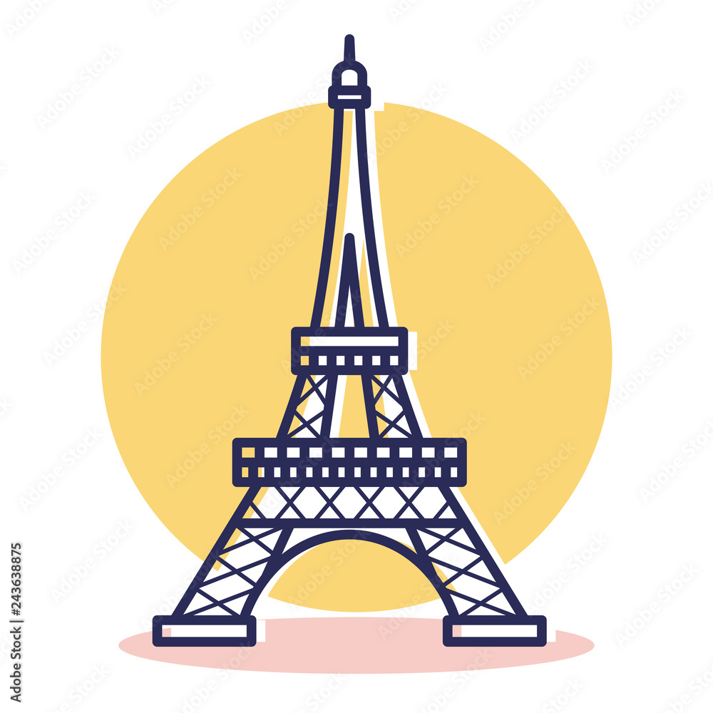 Eiffel Icon - Travel and Destination with Outline Style