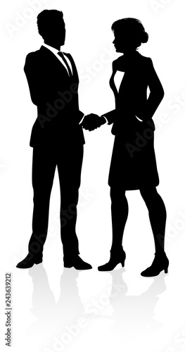 A business people shaking hands silhouette