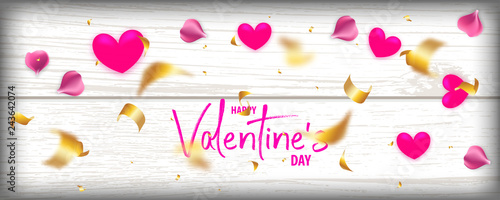 Valentines Day wood 3d vector background