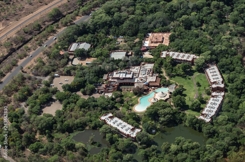 Aerial view on luxury Resort near Victoria Falls, Zambia, Africa