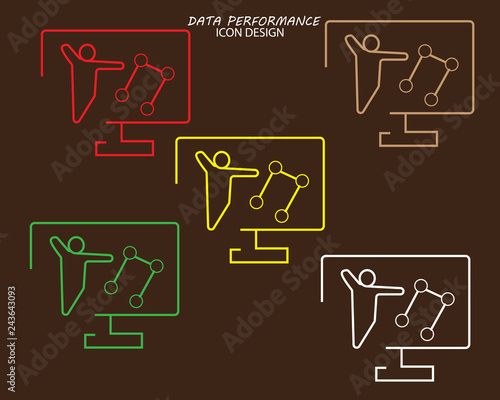 icon data performance, Investment strategy, financial analysis, trust management, interest rate, capital growth, data review on desktop, stock market and exchange, accountancy icon