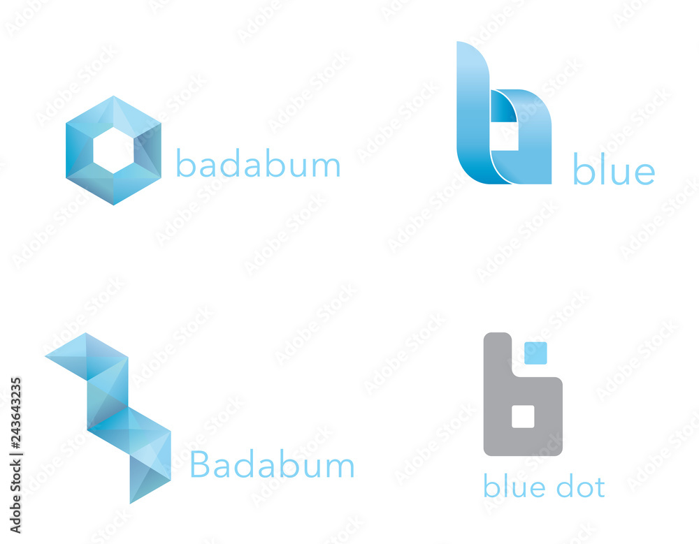 abstract modern blue crystal icons set vector abstract modern blue crystal icons set vector