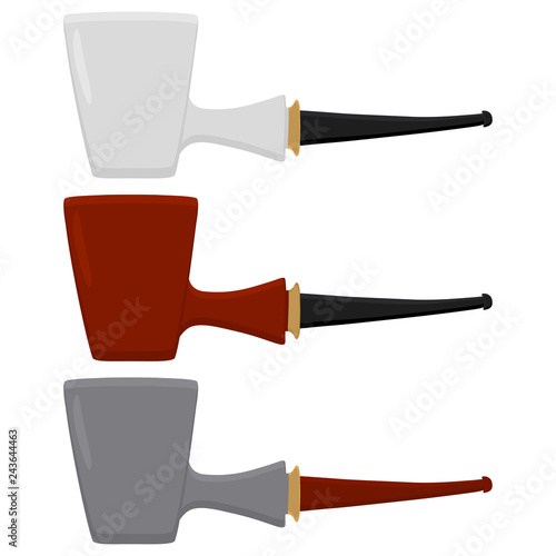 Illustration on theme big colored set different types smoke pipes