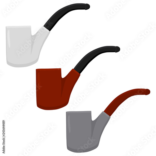 Illustration on theme big colored set different types smoke pipes