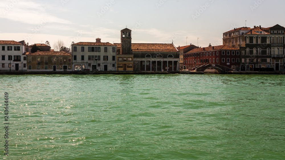 Beautiful view to Venice from the sea. Italy