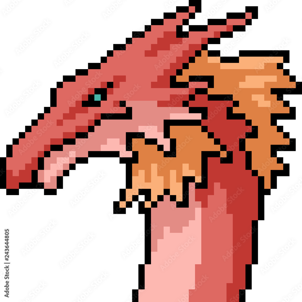 vector pixel art monster head