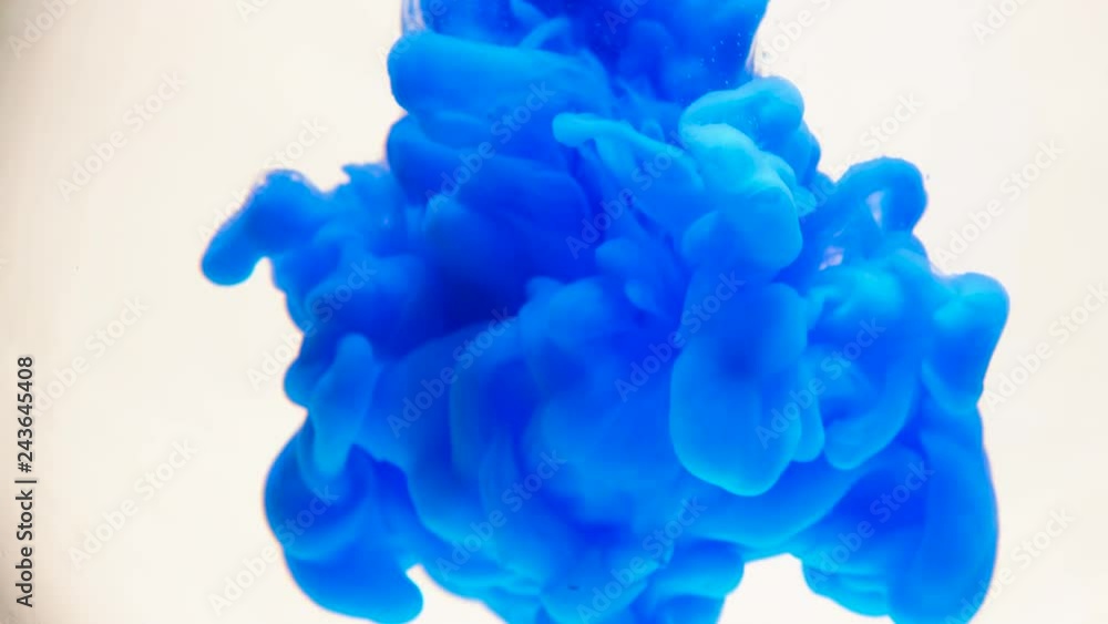 Blue ink in water.Creative slow motion. On a white background. Blue ink in water.Creative slow motion. On a white background.